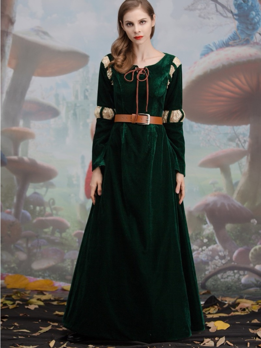 Brave Princess Merida Cosplay Costume Adult Velvet Dress Sz M Whimsigoth Lace